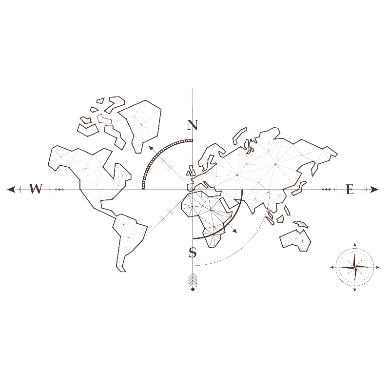 Mappa Del Mondo Globale Esplora Adventure World Map Big Compass Earth Wall Sticker Office Classroom Vinyl Wall Decal Decoration