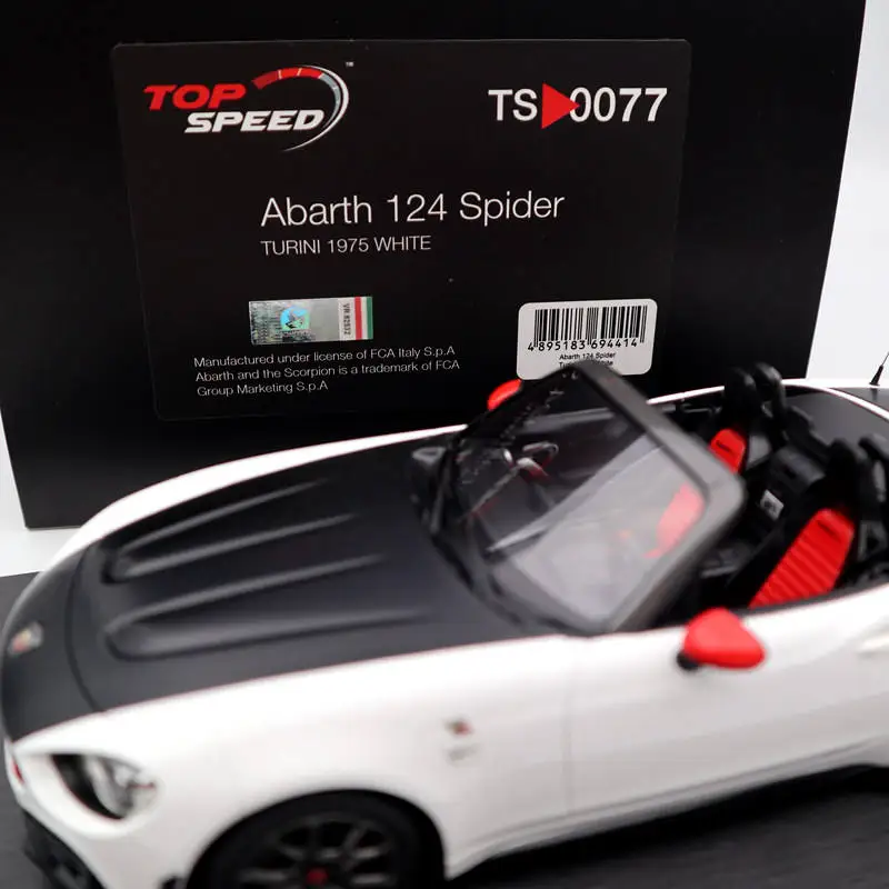 TOP SPEED アバルト 124 SPIDER 1/18 ミニカー 未開封 TOP SPEED アバルト 124 SPIDER 1/18 ミニカー 白