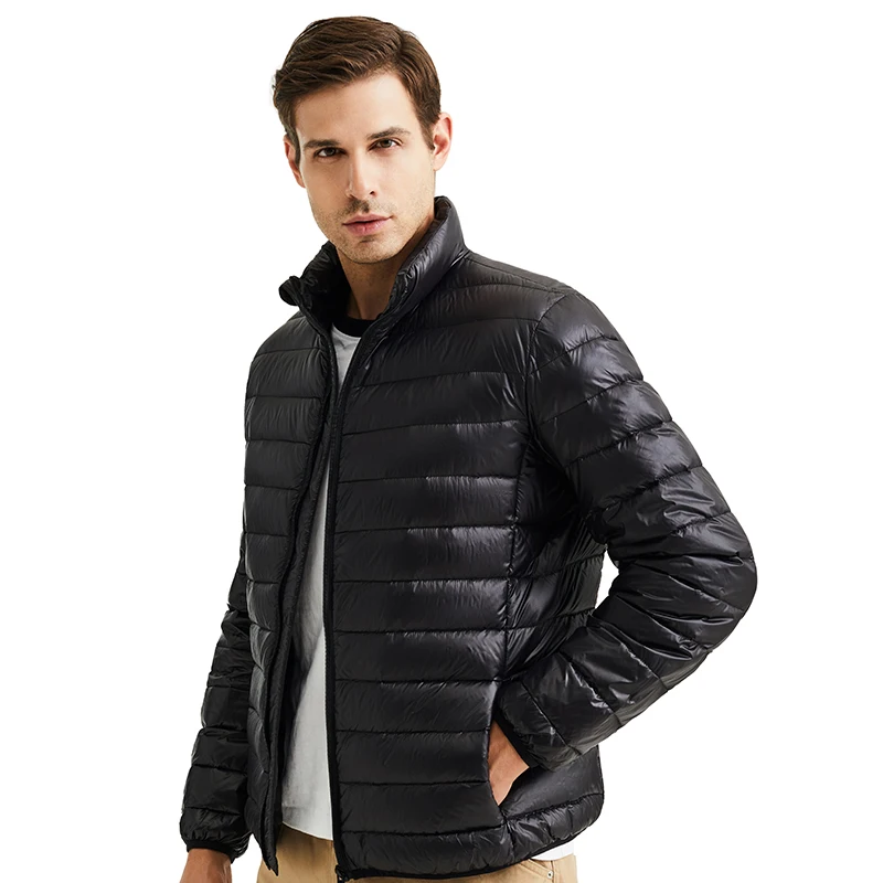 Men's Down Jacket Lightweight Packable Waterproof Coat Hooded Puffer Jacket