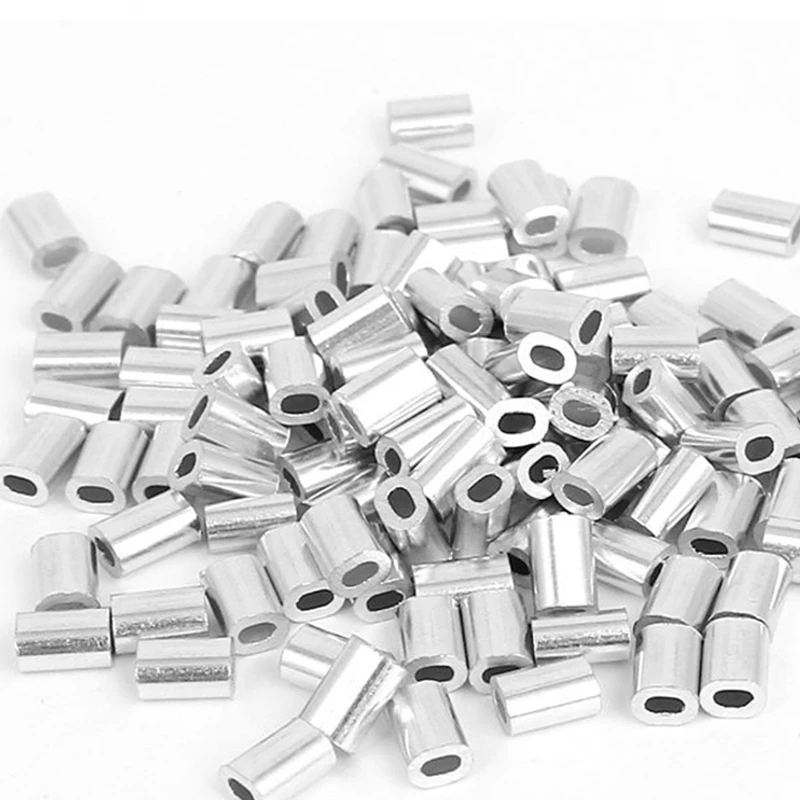 100Pcs 0.8Mm 1/32 인치 와이어 로프 알루미늄 페룰 슬리브 실버 톤 & 500Pcs 튜브 크림프 엔드 비즈 1.5Mm 실버