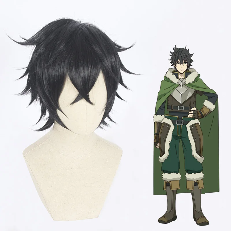 Anime The Rising of the Shield Hero Tate no Yuusha Naofumi Iwatani Cosplay Wig Short Black Hair Cap | Тематическая одежда и