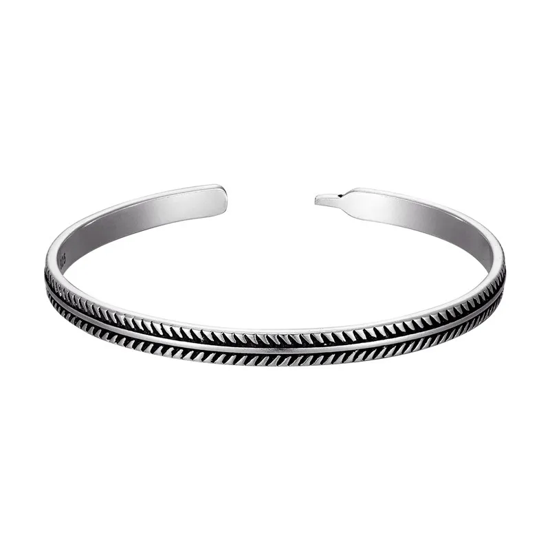 Vintage Silver Color Fish Pattern Open Bracelet Bangle Hand Beat Irregular Bracelet For Women Men Jewelry