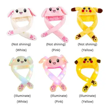 

Funny Hat Baby Kids Lighting Hat Cute Rabbit Ears Plush Ears Can Move Cap Children Shine Winter Warm Party Hat