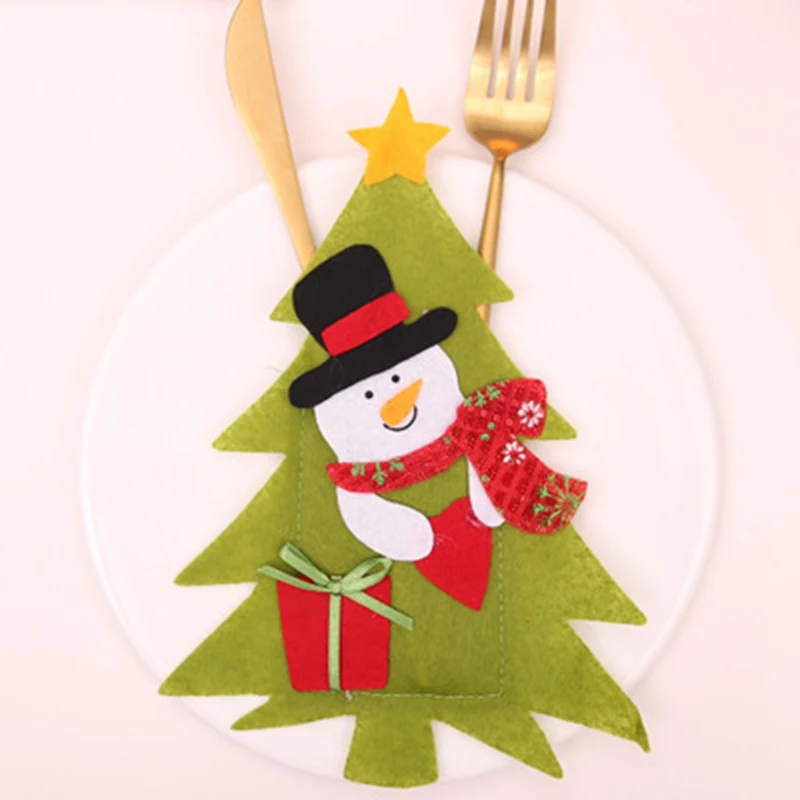 Сумка для посуды держатель ложка нож вилка крышка Санта Клаус Снеговик стиль посуда мешок Рождество год украшения посуда - Цвет: G198344