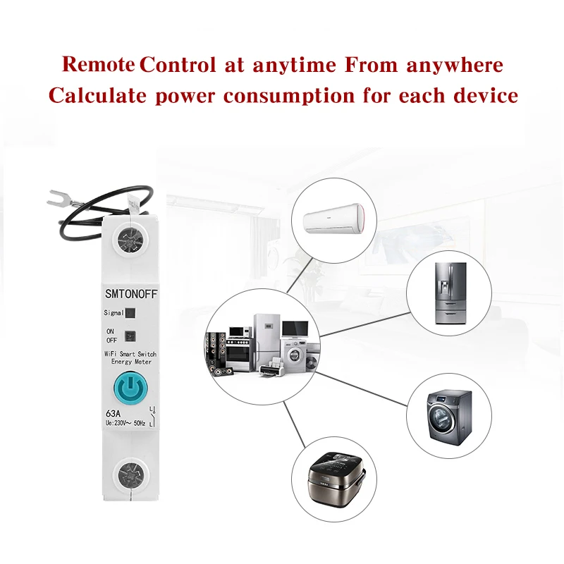 1P eWelink Single phase Din rail WIFI Smart Energy Meter Power Consumption kWh Meter wattmeter with Alexa google for Smart home