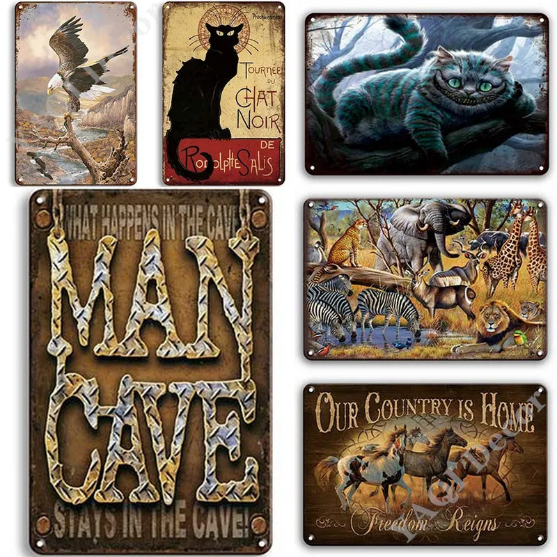 Man Cave Signs Vintage Metal Sign Plaque Metal Vintage Retro Tin Sign Wall Decor for Bar Pub Club Garage Iron Painting