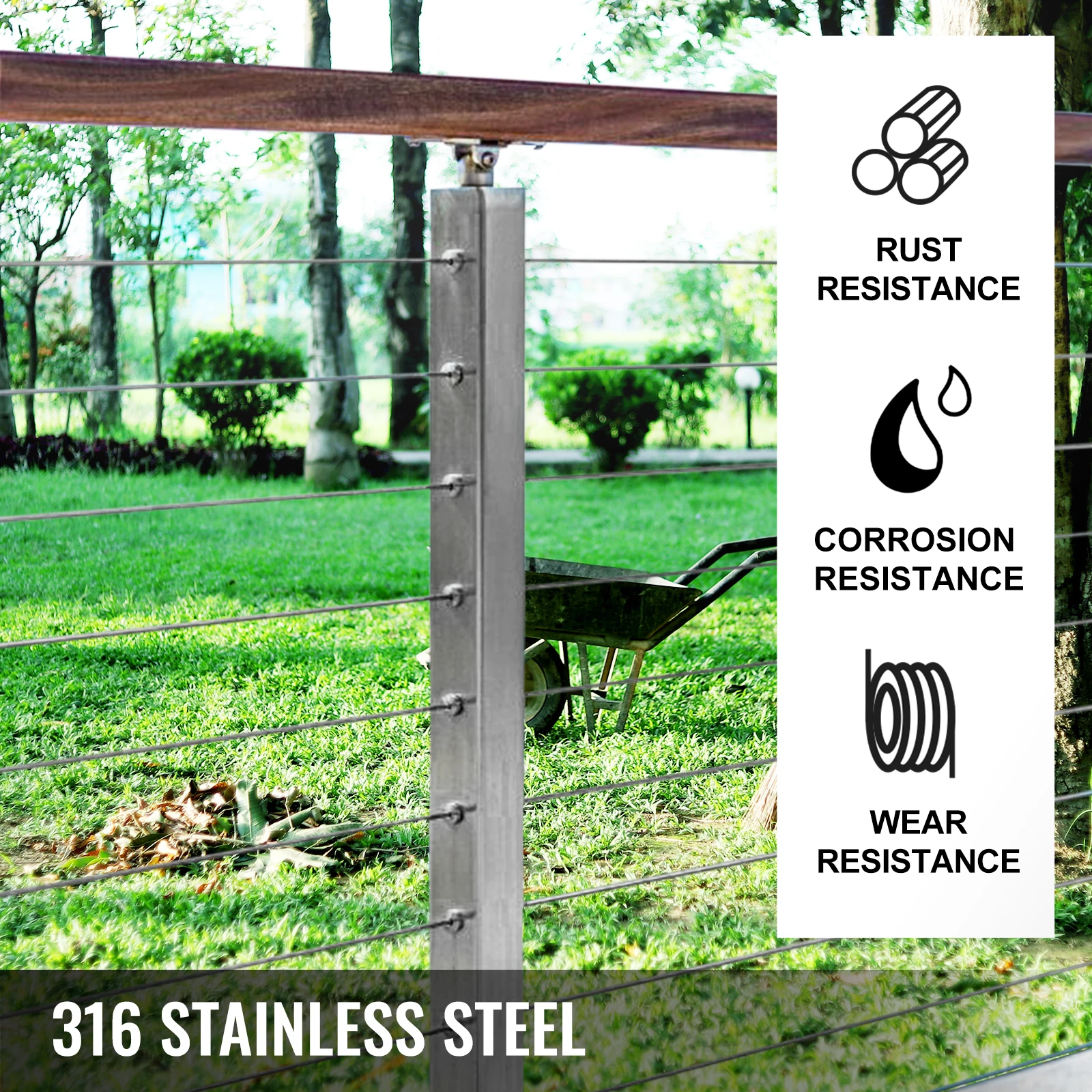 Stainless steel wire rope stainless steel cable rope VEVOR 500Ft / 1000Ft T316 stainless steel wire rope soft fishing lifting cable 4mm 4.8mm diameter 4200 LBS safe