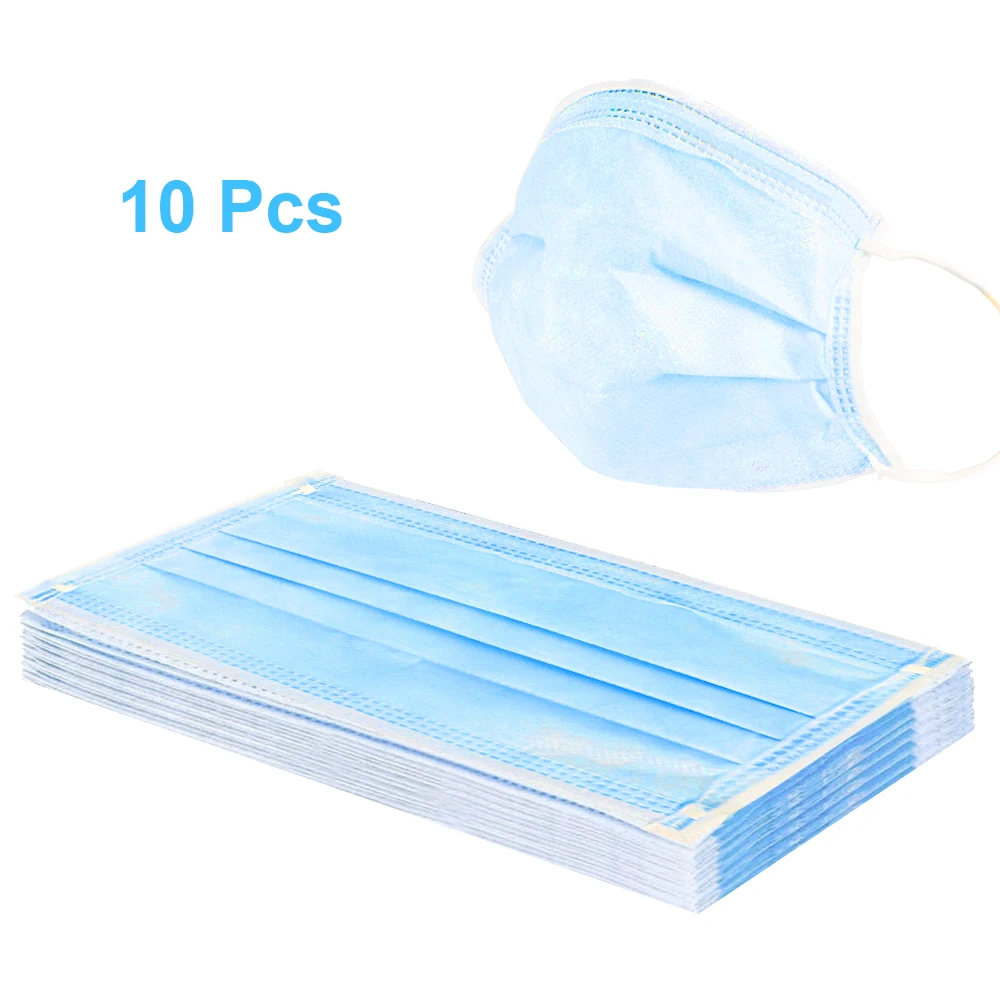

10Pcs 3-Layer Protective Mask FFP1 Anti Dust Breathable Earloop Mouth Face Mask Disposable Mask Great for Virus Protection