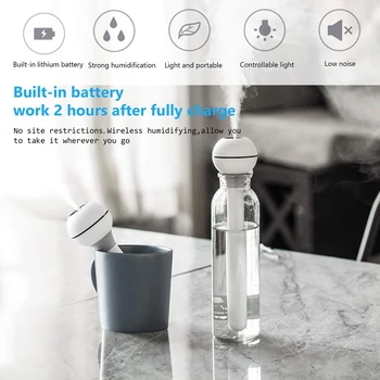 

ABRA-USB Humidifier with 500MA Build-In Battery, Cool Mist Humidifier Quiet Operation, Travel-Sized Mini Air Portable Humidifier