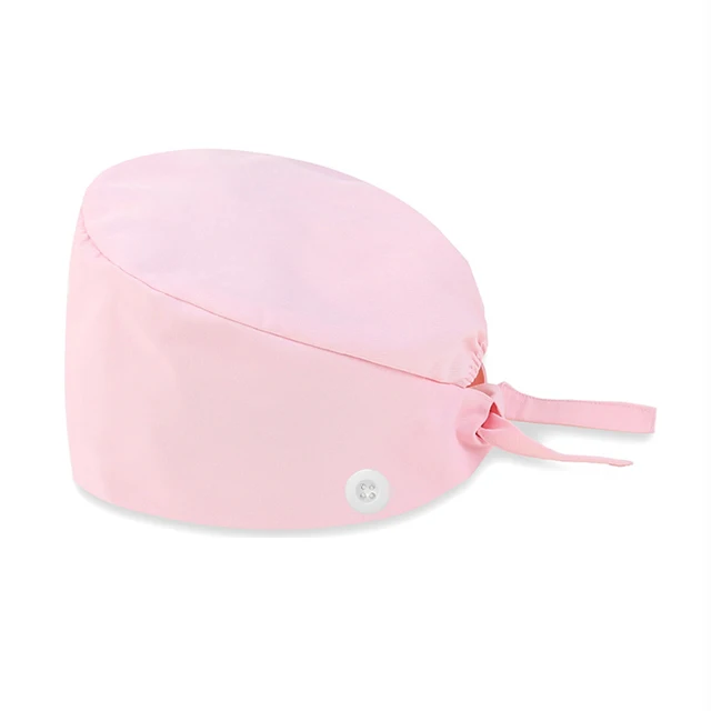 Solid Scrub Cap with Buttons Bouffant Hat for Women Men Wearing Protect Ears Work Hat Huniform Accessories gorro medico mujer K
