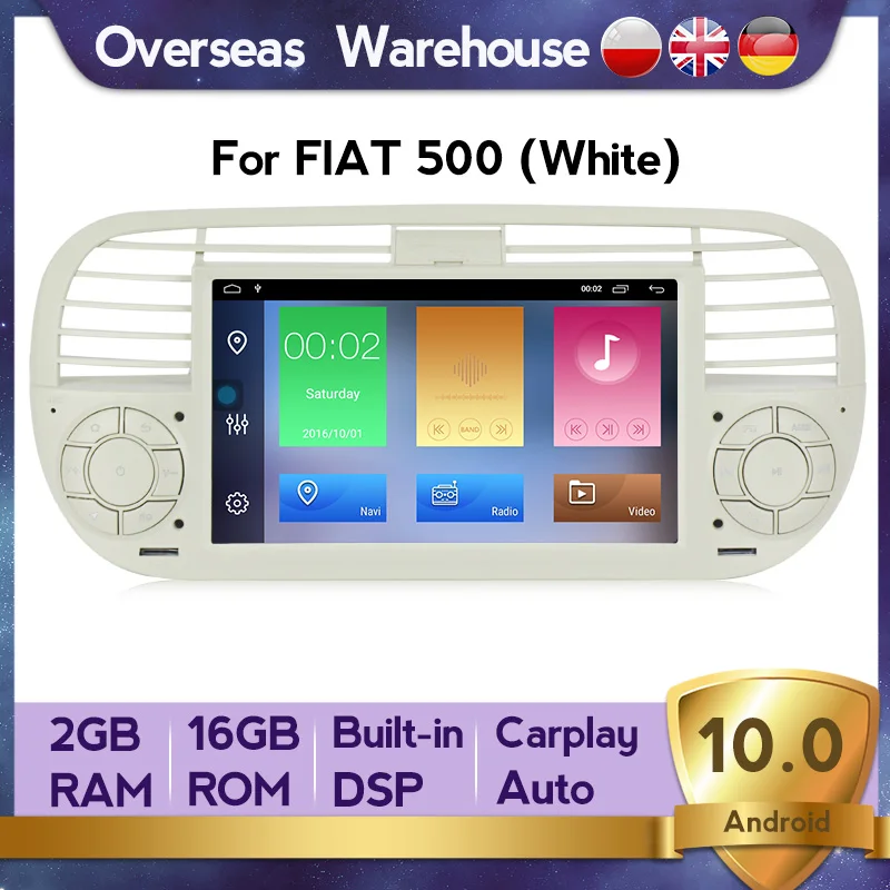 MEKEDE 1024x600 IPS 7 дюймов 2 Гб ОЗУ Android 10 автомобильный DVD-плеер GPS для FIAT 500 аудио системы