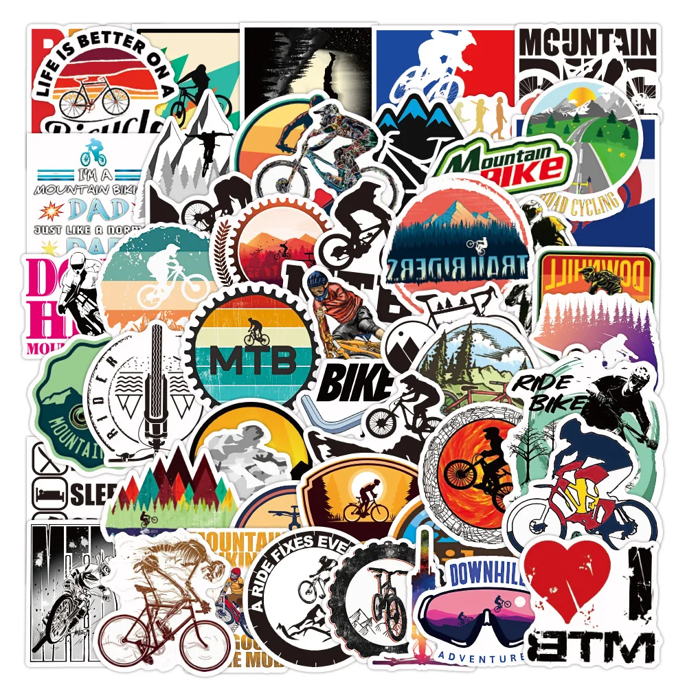 

50PCS Mountain Bike Stickers Waterproof Outdoor MTB Bicycle Sticker Cool For DIY Laptop PC Phone Skateboard Luggage Pegatinas