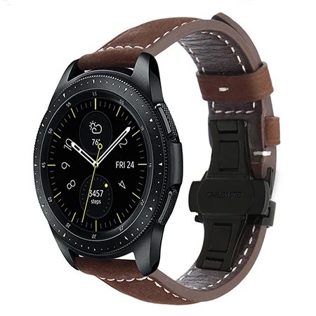 Итальянский ремешок из натуральной кожи для samsung Galaxy Watch 42 мм 46 мм быстросъемный ремешок с застежкой-бабочкой 22 мм