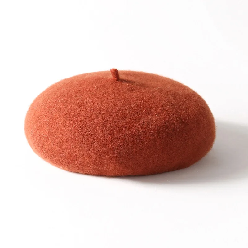 Hot Sale Fashion Berets New Quality Woolen Cotton Winter Autumn Women Beret Solid Color Soft Wool Korean British Ladies Pumpkin_senzul.com