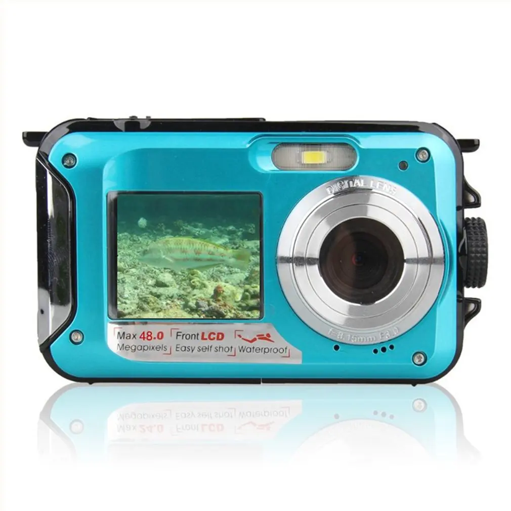 2,7 дюймов TFT цифровая водостойкая камера 24MP/48MP MAX 1080P двойной экран 16x цифровой зум видеокамера HD268 подводная камера - Цвет: 48MP Blue 128G