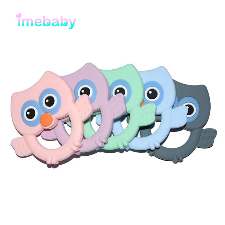 

Imebaby Baby Teether Free BPA Cartoon Silicone Owl Rodent Baby Silicone Teether Silicone Bead DIY Molar Toy Accessories
