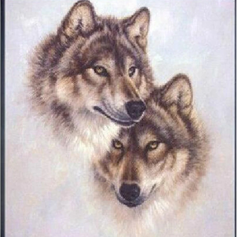

11CT Cotton Cross Stitch Sets Twins of Wolf Counted Cross Stitch Handmade Cross Stitch Kits Embroidery Needlework Home Decor