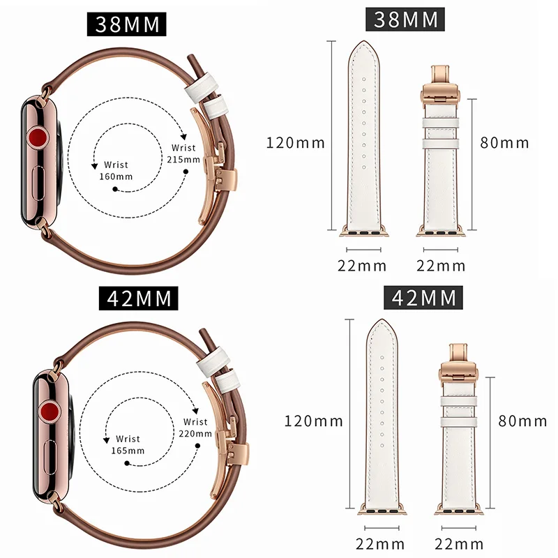 Коричневый ремешок из натуральной кожи для часов Apple Watch 38 мм 40 мм 42 мм 44 мм серия 4 3 2 1 IWatch ремешок с застежкой-бабочкой ремешок на запястье