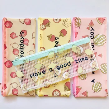 

1X Fresh Day Fruits B6 Flat Grid Pen Pencil Bag Storage Case School Office Supply Stationery