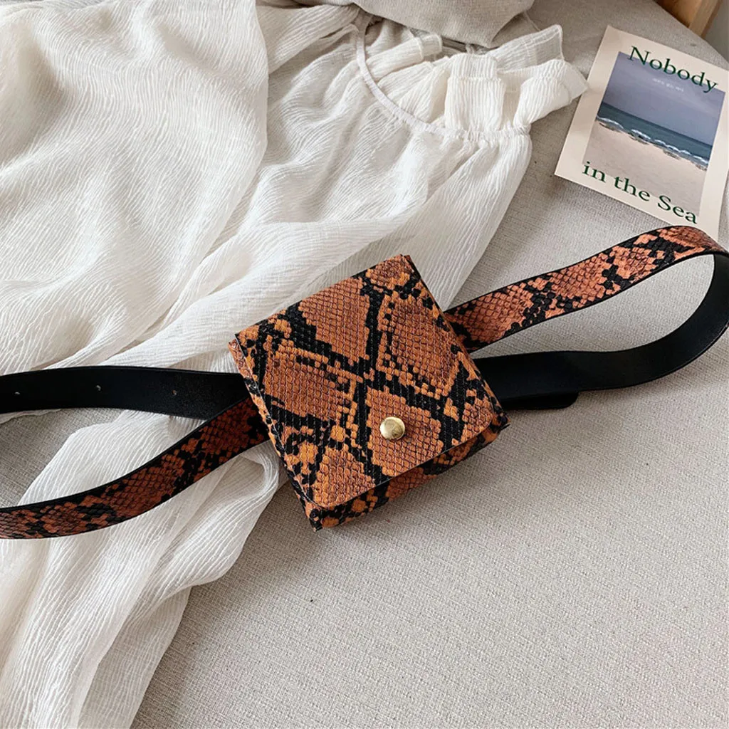 Women Waist Bag Fanny Pack snake Printed Outdoor Sports Belt bag mini coin Purse Pouch Hasp Messenger Bag Chest Bags heuptas new