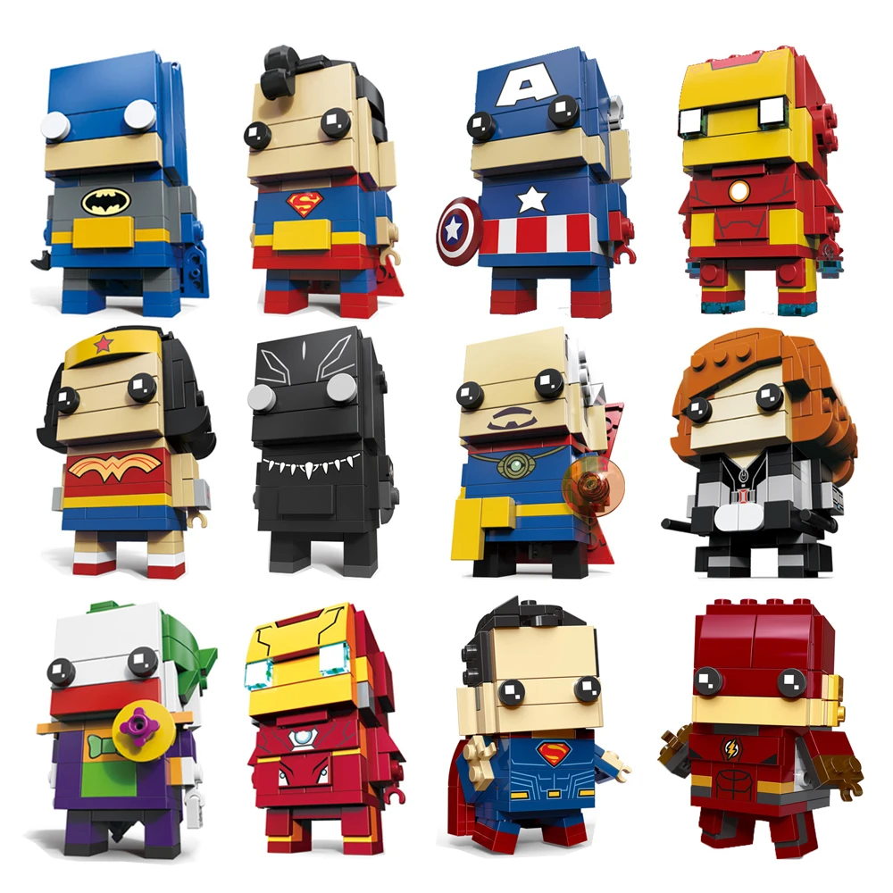 

Building Blocks Fit LegoINGlys 65Pcs Brick Super Hero Marvel Avengers headz Iron Man Hulk Captain America Figures Toys For Kids