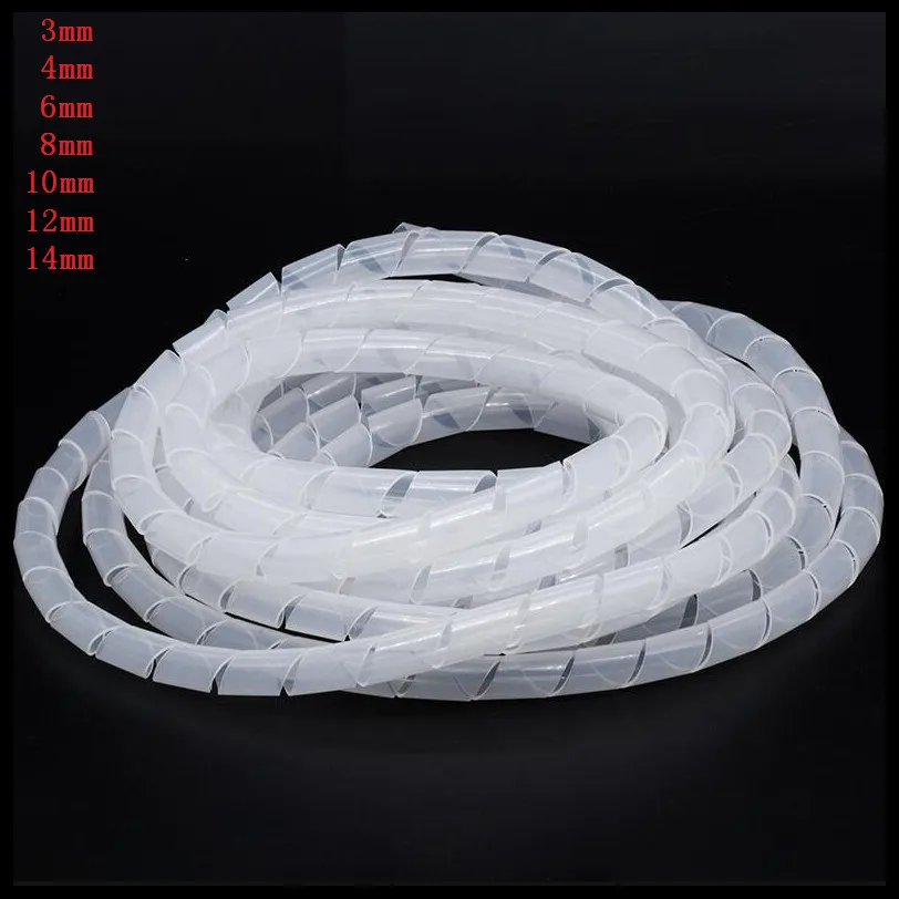 Белый 1Pc SWB-03~14 3mm, 4mm, 6mm, 8mm, 10mm, 12mm, 14mm White, Black Spiral Cable Wire Wrap Tube Computer Manage Cord Clear - Цвет: Белый