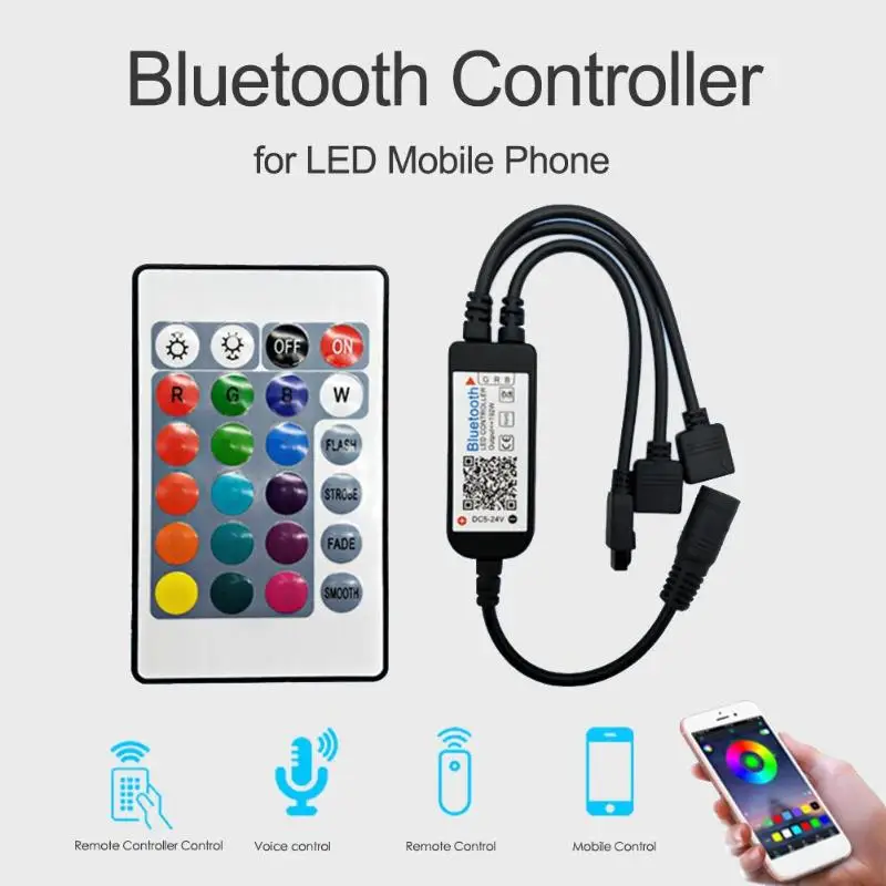 Bluetooth телефон приложение регулятор подсветки LED RGB управление Лер с 24 клавишами ИК пульт дистанционного управления