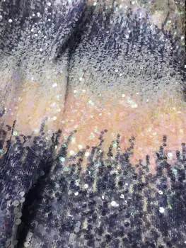 

5yards/bag Mixed color sequins embroidered irregular stripe fashion fabric used in wedding dress design XHXP03#