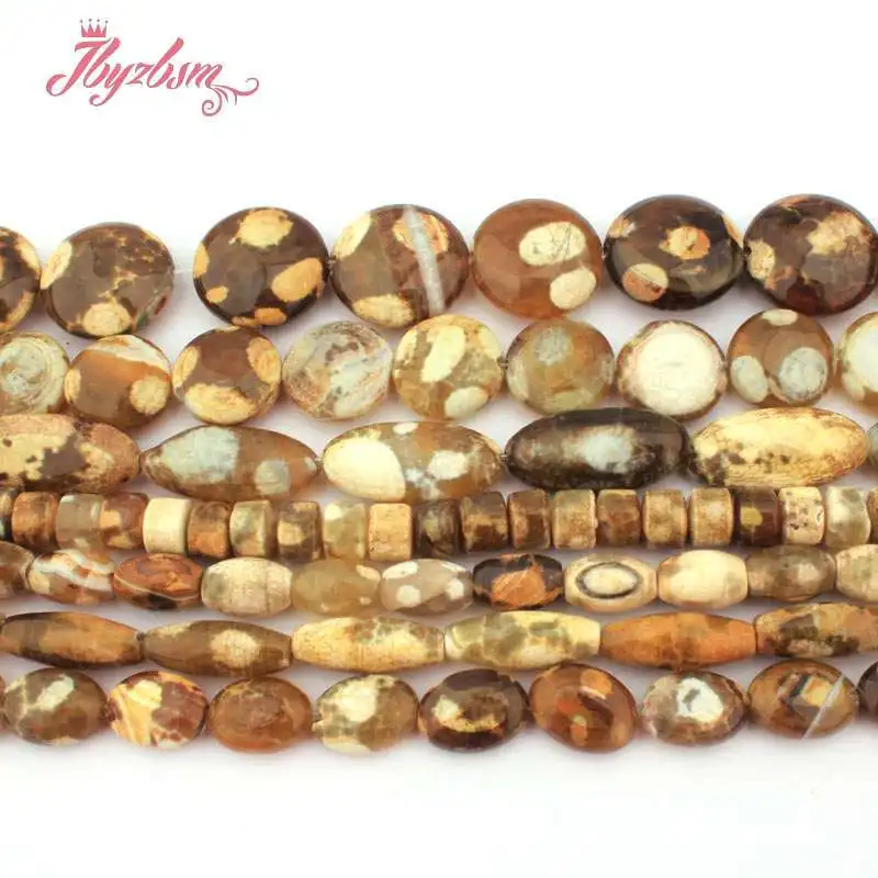 

Natural Multicolor Agates Oval Coin Rondelle Loose Natural Stone Beads For DIY Necklace Bracelets Jewelry Making Strand 15"