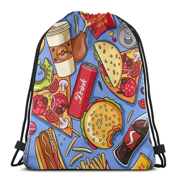 

New beam mouth backpack Drawstring Drawstring Fun And Colorful Fast Food bag Unisex fashion bag