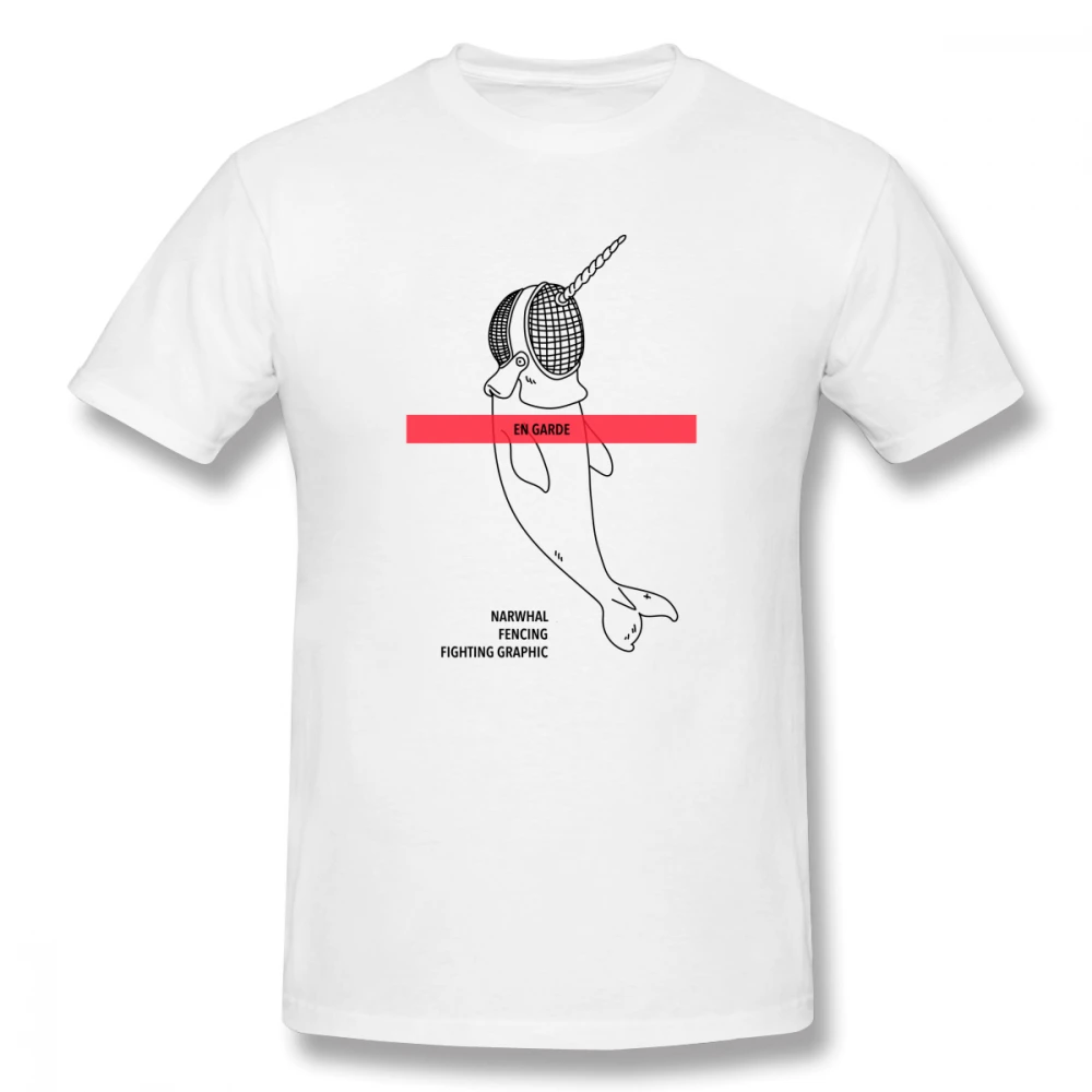 

Narwhal Fencing Fighting Graphic Casual O-Neck Men's Basic Short Sleeve T-Shirt 100% Cotton Tee Shirt Printed