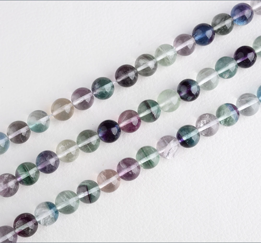 2 Strands  High Quality  Natural Colorful Fluorite Beads  8 - 12mm For Jewelry Making 15.5“