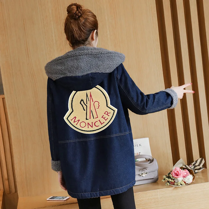 

2019 Autumn And Winter New Style Korean-style Lambs Wool Jeans Coat Brushed And Thick Students Loose-Fit Cotton-padded Clothes C