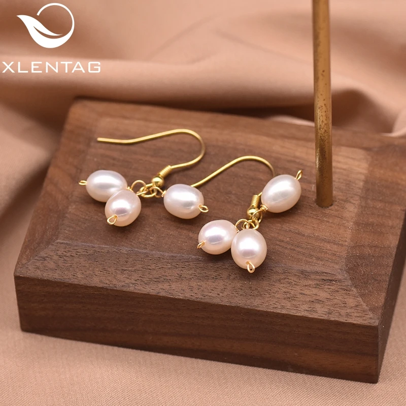 Серьги XlentAg с пресноводным жемчугом серьги капли для женщин минималистичные 925s