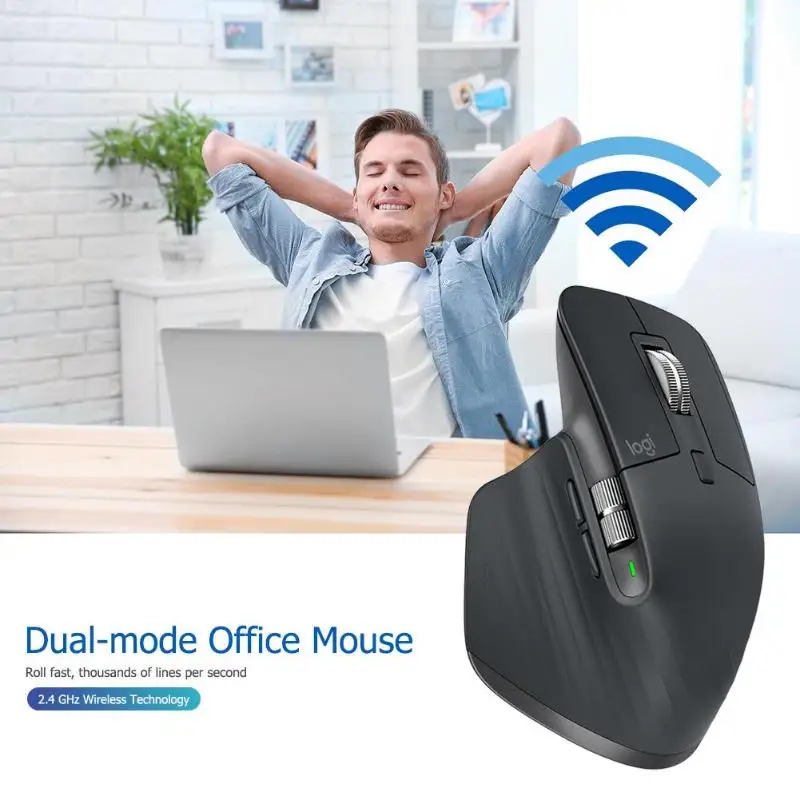 Беспроводная мышь logitech MX Master3, 2,4 ГГц, Bluetooth, 4000 dpi, регулируемая скорость потока, мышь для Windows 7 8 9 macOS 10,13 Linux