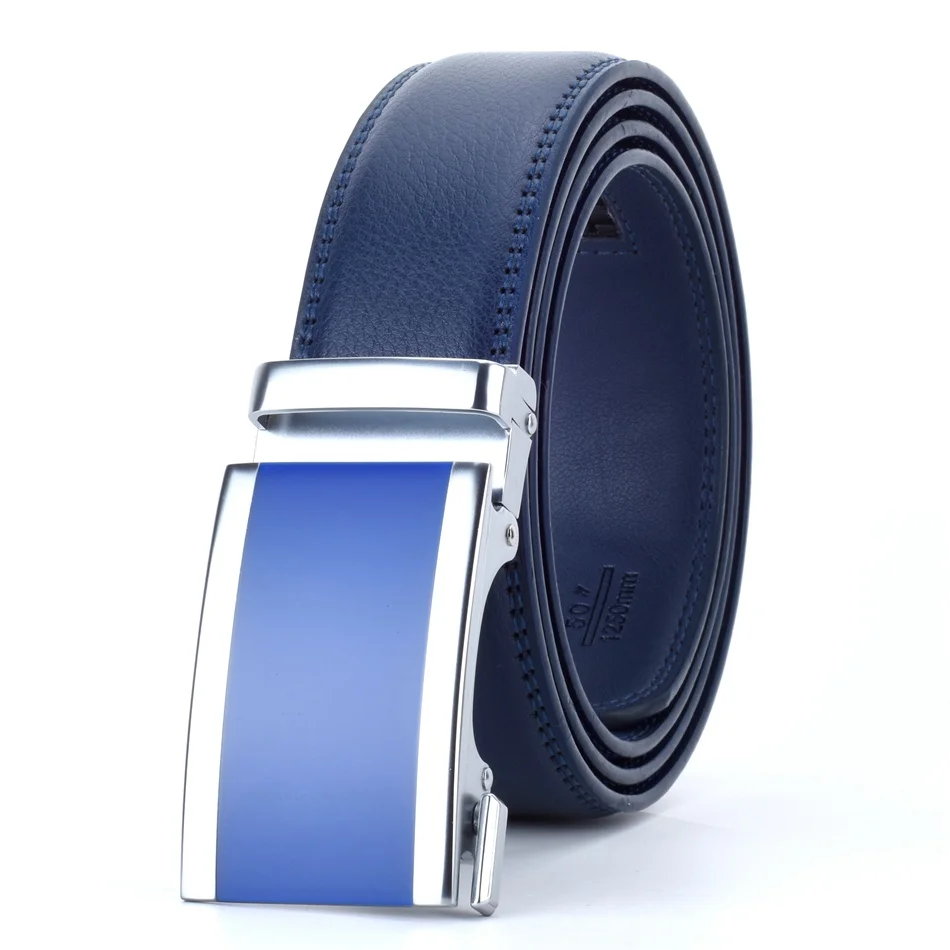 blue WOWTIGER, белый, коричневый, красный, черный, красный, мужские кожаные ремни с автоматической пряжкой, роскошные мужские ремни, мужские ремни - Цвет: blue