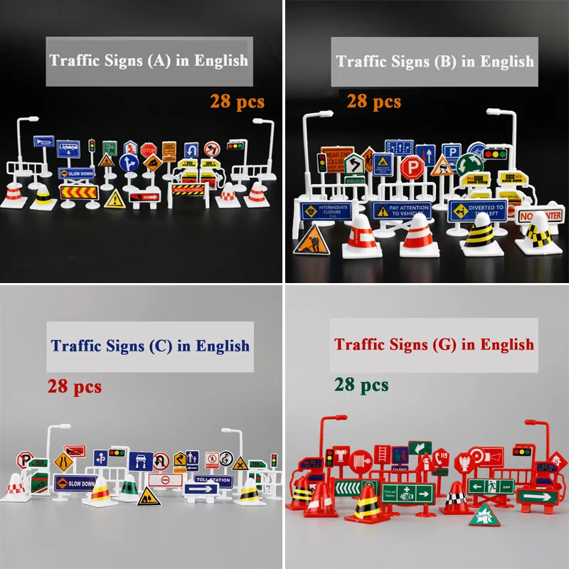 28 шт./компл. автостоянка дорожные знаки аксессуары Ранняя развивающая
