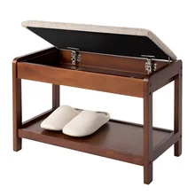  Nordic Style Simple Home Padded Cushion Solid Wood Storage Shoe Bench Shoes Stool 
