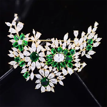 

Luxury AAA Zircon Flower Rhinestone Brooch High Grade Saree Brooches for Women Christmas Pin Jewelry Gifts Suit Accessories Men