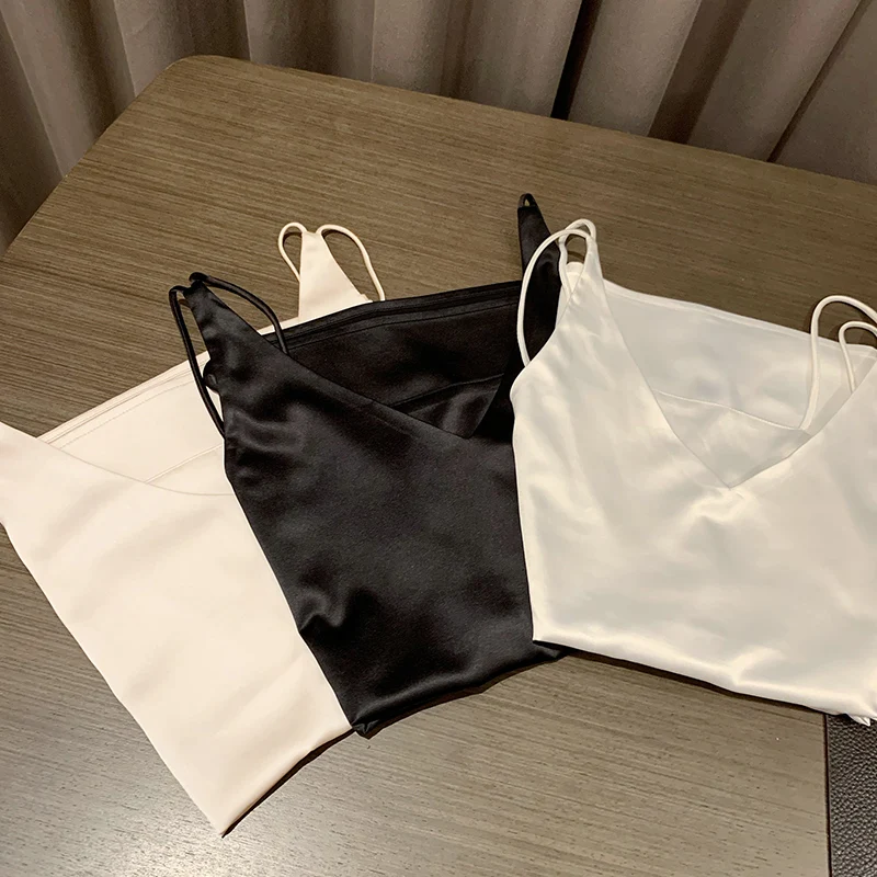 Korean silk women tops woman satin silk tank top woman sleeveless Camisole halter top plus size Women V neck Base camis tees XXL