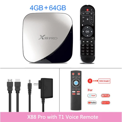 4GB64GB T1 Voice RC X88 PRO tv Box Android 9,0 4 Гб ram 128 Гб 64 ГБ 32 ГБ Google Voice Assistant RK3318 четырехъядерный Wifi 4K X88PRO 2 Гб 16 Гб телеприставка - Цвет: 4GB64GB T1 Voice RC