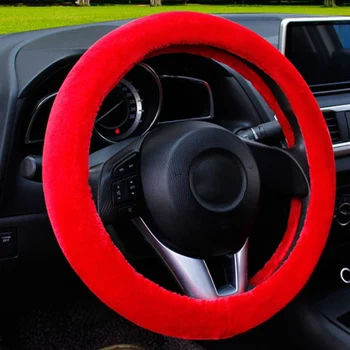

Universal Steering-wheel Plush Car Steering Wheel Covers Winter Hand Brake & Gear Cover Set Car Interior Accessories