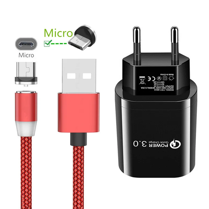 1 м Магнитный микро-usb-кабель для samsung S7 edge A5 A6 A7 huawei Honor 7A 8A 8X для Xiaomi Redmi 7 для Sony Meizu M5 M6 Note htc LG X power Android мобильный телефон QC 3,0 быстрое зарядное устройство