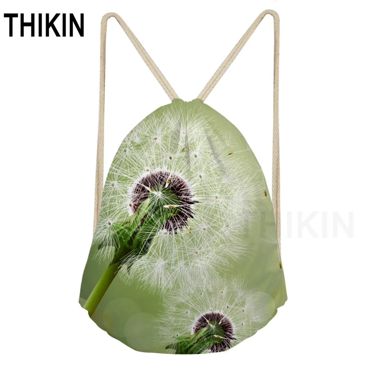 As Pictures THIKIN 3D Одуванчик узор полиэстер Луч Карман Drawstring сумка Милая Высокая емкость женский рюкзак дорожный мешочек для хранения на заказ - Цвет: As Pictures