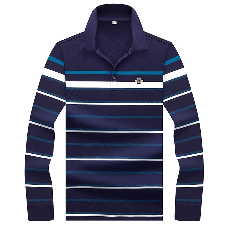 Стиль Мода хлопок с длинным рукавом поло для мужчин в полоску Camisa Masculina Polo одежда Повседневная Бизнес Homme анти-пиллинг