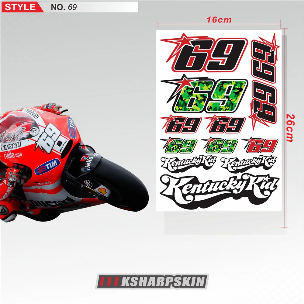 New Motorcycle Reflective Stickers Body fuel tank helmet Waterproof logo decal For Honda MotoGP 69 sign decals sticker kit | Автомобили и
