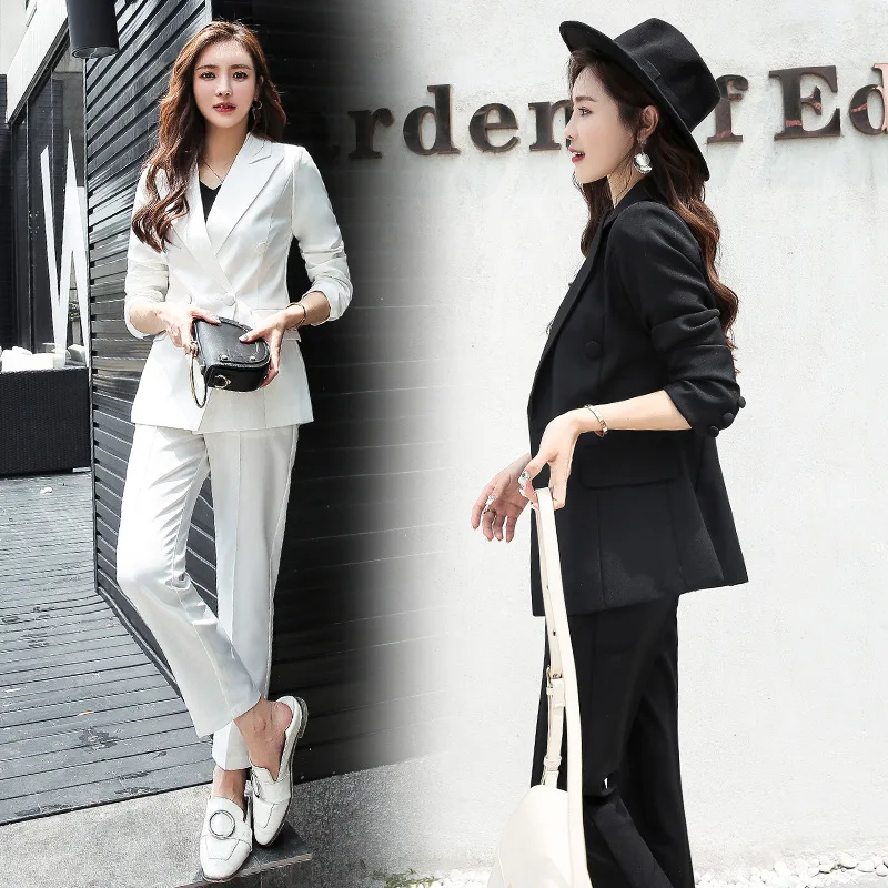 

Y6486 Spring And Autumn Slim Fit Ol Small Suit Coat Business Suit-Style Two-Piece Set