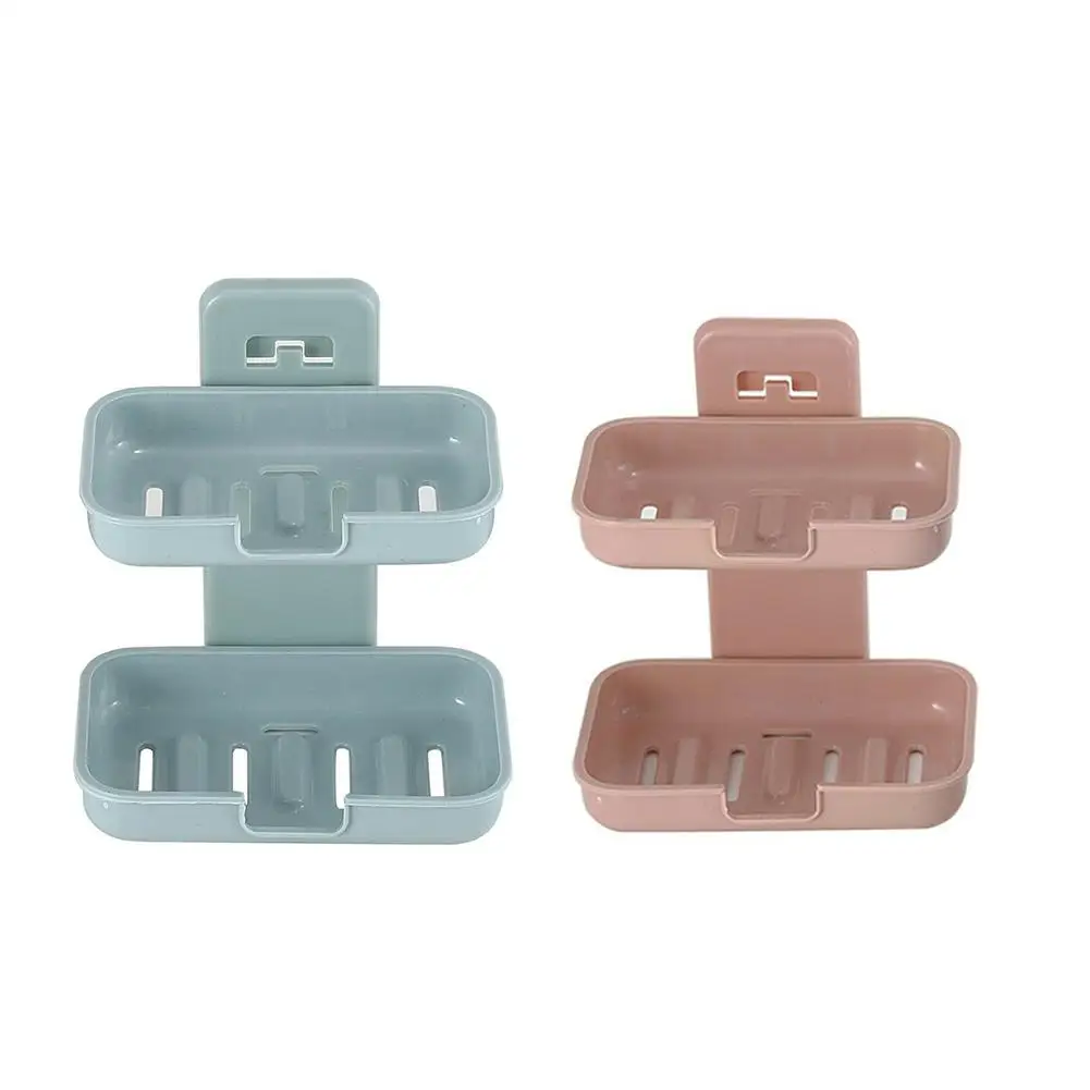 Double Layers Soap Box Kitchen Tools Bathroom Accessories Strong Sucker Soapbox Soap Draining Holder soap dishes bunk water 40P