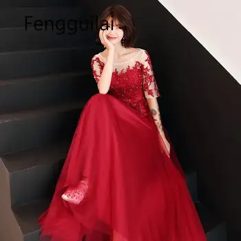 

New 2020 Summer Elegant Wine Red Lace Rhinestone Dress Plus Size Sexy Long Mesh Dresses Women Backless Beach Wear Office Lady