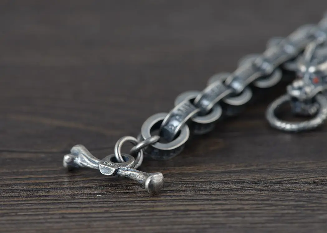 2021 New 100% ture Solid S925 silver antique Thai silver bracelet for Man six-word mantra leading silver bracelet men's bracelet